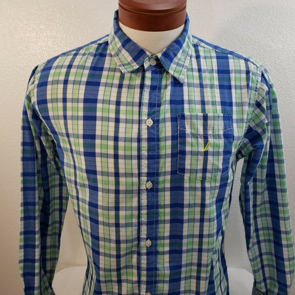 Nautica Boys Men Button Up Shirt Size 18/20 Long S - Picture 3 of 8
